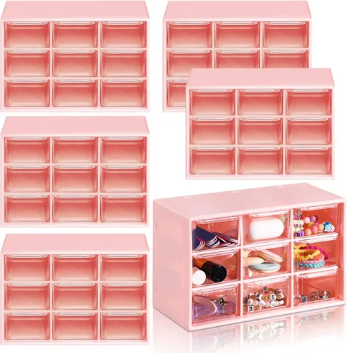 Vista 10 de Amyhill 6 Piezas Organizador Mini de Cajones Organizador Pequeño con 9 Cajones Caja de Almacenamiento de Manualidades de Plástico de Escritorio