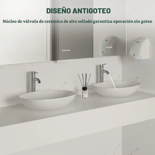 Vista 8 de Canilla monomando Greenspring para lavamanos de baño, de acero inoxidable, SYNCHKG080148