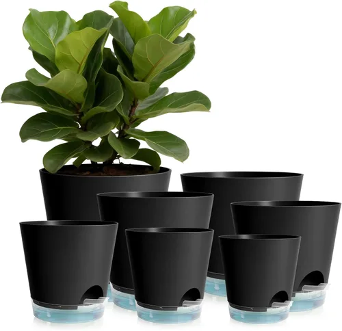 Vista 23 de GARDIFE Macetas de 10/9/8 pulgadas para plantas de interior, macetas auto-regantes, macetas de riego automático, macetas de flores, negras