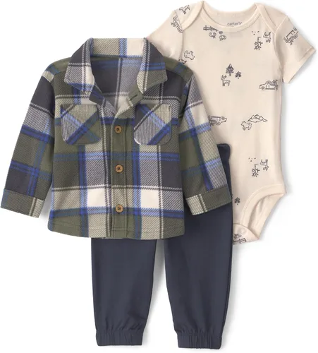 Vista 21 de Carter's Baby Boys' 3-piece Bodysuit Pant Sets Construcción azul