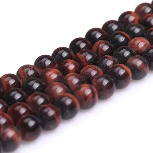 Vista 3 de JOE FOREMAN Cuentas de ojo de tigre rojo natural de 0.236 pulgadas (0.236 in), piedras preciosas semipreciosas, chakras redondas de agujero grande