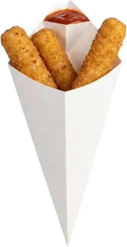 Vista 18 de Restaurantware Conetek - Conos de comida ecológicos de 11.5 pulgadas con bolsillo integrado para condimentos: para aperitivos, cono de papel seguro