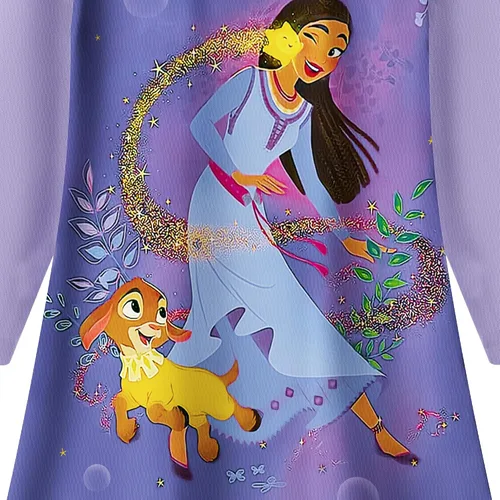Vista 3 de Magic Star Girls Princess Dress Costume Gown Movie Character Ruffles Sleeve Dress up Cartoon Home Causal Wear 3-10 Years