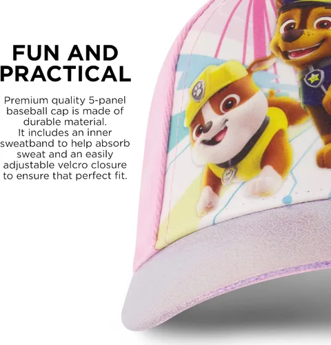 Vista 4 de Nickelodeon Girls Baseball Cap Paw Patrol Adjustable Toddler Hat for Ages 2-4