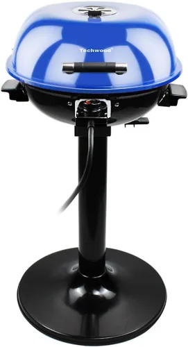 Vista 7 de Techwood - Parrilla eléctrica de 1600W para interiores y exteriores, parrilla eléctrica para barbacoa, parrilla portátil extraíble de pie, negra