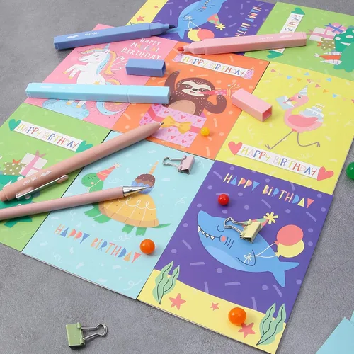 Vista 9 de Mr. Pen - Tarjetas de feliz cumpleaños para niños, 3.75 x 5.2 pulgadas, paquete de 48 con sobres, 6 diseños de animales coloridos, tarjeta