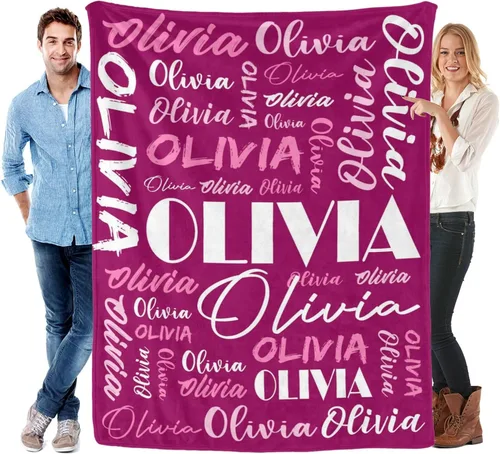 Vista 29 de Manta personalizada para niños y adultos, manta personalizada con nombre, manta de franela personalizada con nombre, manta personalizada con nombre