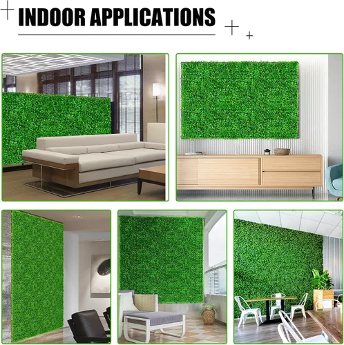 Vista 8 de TOPDEEP 12 piezas paneles de boj artificial de 24 x 16 pulgadas, panel de pared de césped, paneles de pared de seto de boj con protección UV