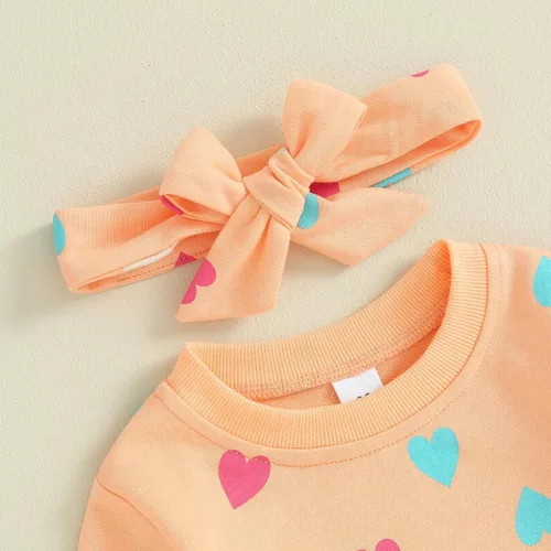 Vista 4 de Sudadera de manga larga con estampado de corazón para el día de San Valentín para niñas pequeñas, ropa de primavera