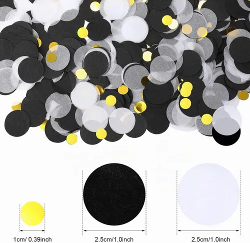 Vista 2 de TecUnite - Confeti de tela de confeti negro y dorado (1 in)