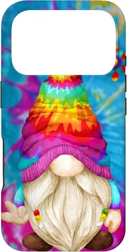 Vista 30 de Funda de gnomo de signo de paz para mujer, diseño de gnomo hippie de teñido anudado para iPhone 16