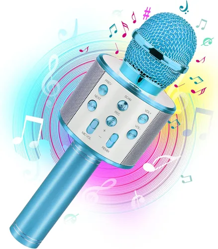 Vista 11 de Viposoon Los mejores regalos para niños, micrófono inalámbrico de karaoke Bluetooth para regalos de cumpleaños para niñas y niños de 4 a 12 años