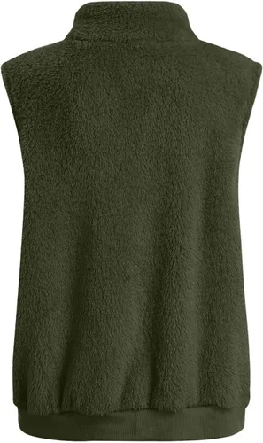 Vista 5 de YAFINMO Women's Fuzzy Sherpa Fleece Jacket Lightweight Vest Cozy Sleeveless Cardigan Zipper Waistcoat Outerwear with Hood