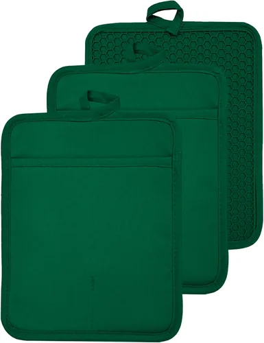 Vista 40 de Oven Pot Holder with Pocket Cotton Heat Resistant Coaster Potholder Kitchen Hot Pad Oven Mitts for Cooking and Baking Square 7"x9" (Aqua, Silicone)