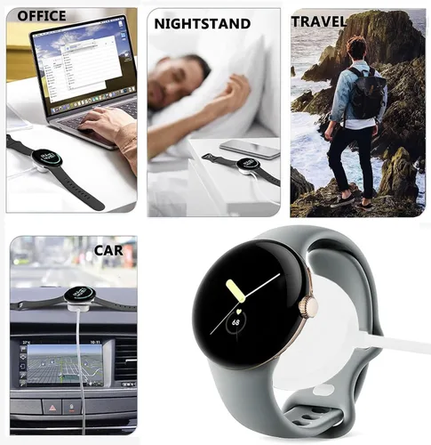 Vista 6 de 2 cables de carga USB C para Google Pixel-Watch 1, soporte magnético de repuesto USB tipo C, para Google Pixel Smartwatch 1