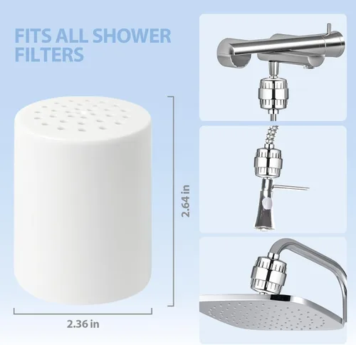 Vista 7 de Paquete de 3 cartuchos de repuesto para filtro de ducha, filtro de ducha de 20 etapas para agua dura, compatible con cualquier diseño similar