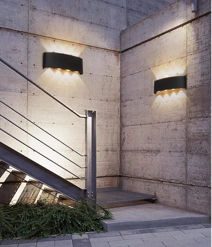 Vista 6 de Lámpara de pared LED moderna IP65, impermeable, para interiores y exteriores, apliques de pared de aluminio negro, blanco cálido para entrada
