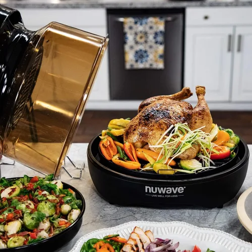 Vista 5 de Nuwave Horno de convección por infrarrojos con freidora de aire, cocina fresco o congelado, sin descongelar ni precalentar, calor 360, cocina desde