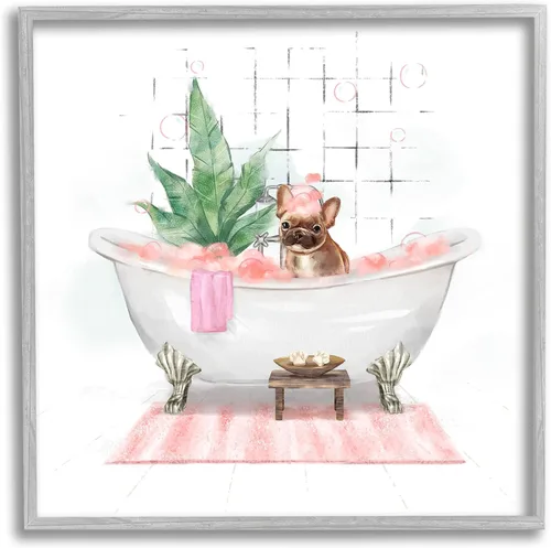 Vista 10 de Stupell Industries Adorable bulldog francés en baño de burbujas rosa