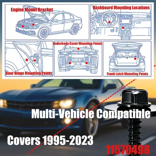 Vista 8 de Taiss 30 tornillos M4.2-0.056x0.787 in para protección contra salpicaduras compatibles con múltiples modelos bajo las marcas Ford y Chevrolet