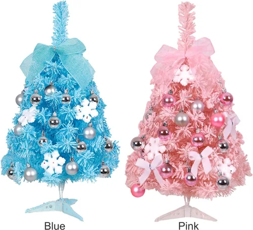 Vista 7 de Árbol de Navidad de mesa pequeño árbol artificial con adornos preiluminado, mini árbol de Navidad artificial de mesa para decoraciones de Navidad