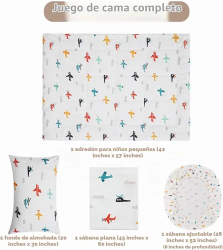 Vista 4 de JSD Juego de ropa de cama infantil de avión