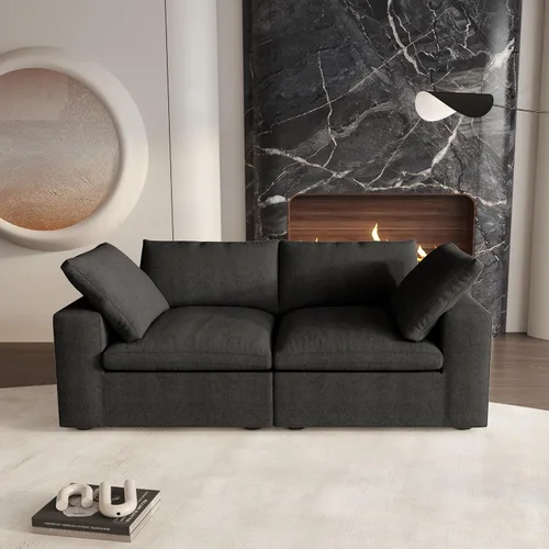 Vista 53 de Cloud - Sofá modular convertible de 80.3 pulgadas en forma de L para sala de estar con otomana de almacenamiento, sofás profundos minimalistas