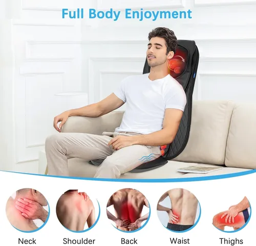Vista 6 de CuPiLo Masajeador de cuello y espalda para silla, masajeador de espalda completa con calor para aliviar el dolor de tejido profundo, almohadilla