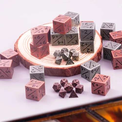 Vista 4 de MTG - Juego de dados de metal MTG, dados de 6 lados, 24 piezas, más 14 piezas de dados de mazmorras y dragones, accesorios adecuados para MTG
