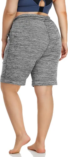 Vista 4 de ZERDOCEAN Pantalones cortos deportivos de yoga casuales para mujer, talla grande, 10 pulgadas, para descansar, pijama, caminar, pantalones cortos