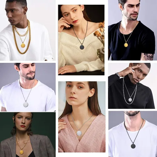 Vista 3 de PROSTEEL Bitcoin - Collar con colgante digital de criptomonedas criptomonedas, dinero mundial, collar de Bitcoin Simbol, regalo para élella