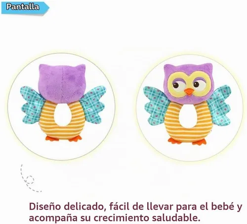 Vista 3 de teytoy Juguete de sonajero suave de búho por más de 0 meses