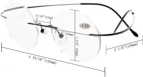 Vista 5 de CessBlu Anteojos de lectura circulares de titanio, lentes de lectura redondos sin montura flexibles para hombres y mujeres