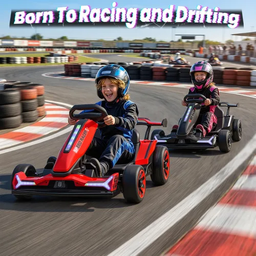 Vista 6 de Go Kart eléctrico de 24 V para niños, carrito de deriva, kart a la deriva Negro