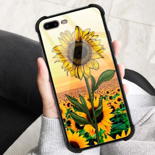 Vista 3 de ZHEGAILIAN Funda para iPhone 7/8 Plus, protección de grado militar, esquinas a prueba de golpes, funda antiarañazos para iPhone 7/8 Plus, girasol