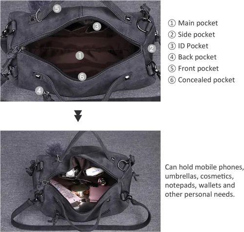 Vista 3 de Pahajim Bolsos de mano con tachuelas para mujer, estilo punk, estilo casual, estilo hobo rockero