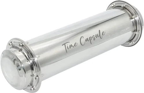 Vista 6 de Time Capsule - Contenedor de cápsula de acero inoxidable con grabado láser, varios tamaños, anticorrosión, impermeable, contenedor de cierre