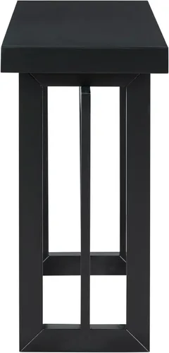 Vista 5 de Console Table for Entryway, 59" Wood Sofa Table with Solid Wood Legs, Modern Entryway Table with Geometric Design for Living Room, Hallway (Black)