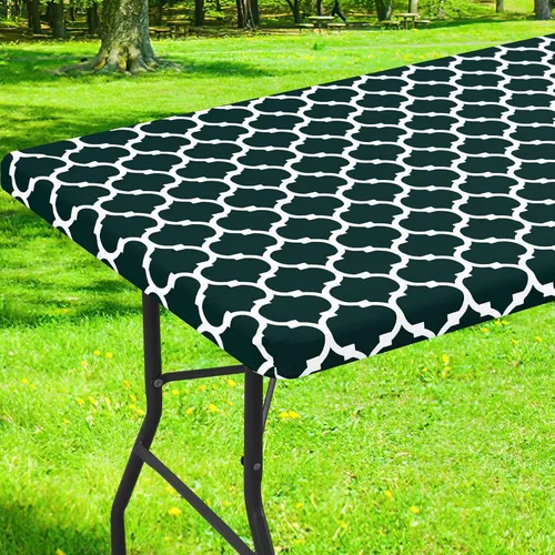 Vista 10 de Smiry Mantel cuadrado para mesa de pícnic, manteles de camping impermeables elásticos ajustables, protector de mantel de vinilo con respaldo de Gris