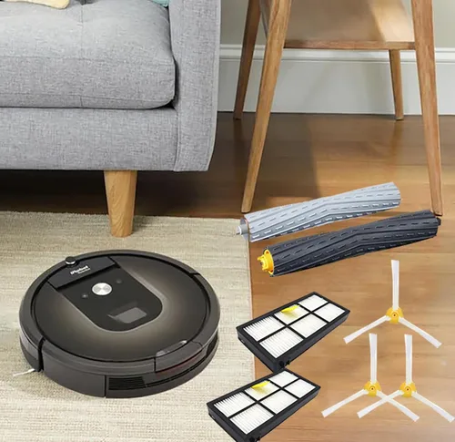 Vista 6 de Piezas de repuesto para aspiradora iRobot Roomba 800 900 Series 805 850 860 861 866 870 871 880 890 960 980 980 981 985, 4 filtros, 4 cepillos