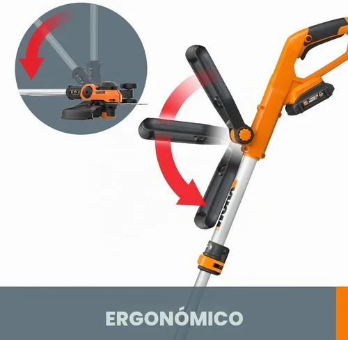 Vista 3 de WORX - Podadora inalámbrica de 20 V y 2 en 1, para cortar y bordear WG162 (batería y cargador incluidos)