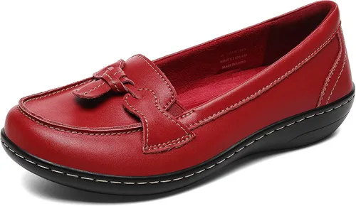 Vista 2 de Artisure Mocasines de cuero clásicos y cómodos para mujer, estilo casual, con borlas, bonitos zapatos de vestir para el trabajo, oficina, zapatos