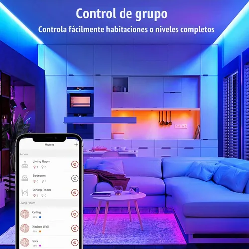 Vista 5 de Sengled Tira de luz LED multicolor inteligente Wi-Fi, 32.8 pies, no requiere concentrador, funciona con Alexa y Google Assistant, RGBW, alto brillo