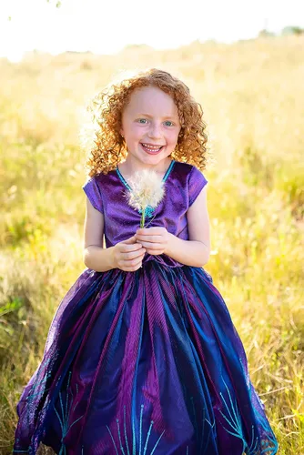 Vista 4 de Little Adventures Disfraz de princesa de hielo morado, lavable a máquina, vestido de fiesta y juego de simulación para niños sin purpurina