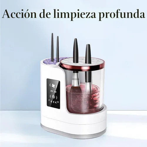 Vista 2 de Máquina limpiadora y secadora de brochas de maquillaje eléctrica, herramienta automática de limpieza profunda 3 en 1 con limpiador de brochas