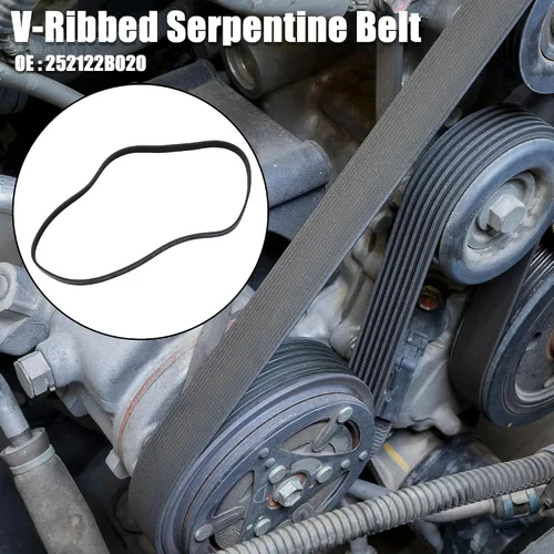 Vista 2 de X AUTOHAUX Correa de transmisión serpentina acanalada multi del motor de coche No.252122B020 para Hyundai Accent 2012-2019 1.6L L4