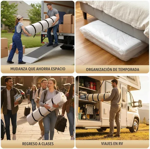 Vista 6 de TAILI Bolsa de almacenamiento al vacío para colchón, fácil de mover para espuma viscoelástica, individual/individual XL Transparente