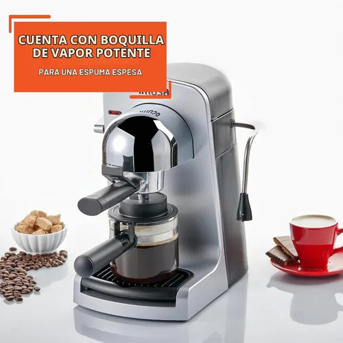 Vista 6 de IMUSA Cafetera eléctrica para Espresso y Cappuccino Bistro de 4 tazas, plateado