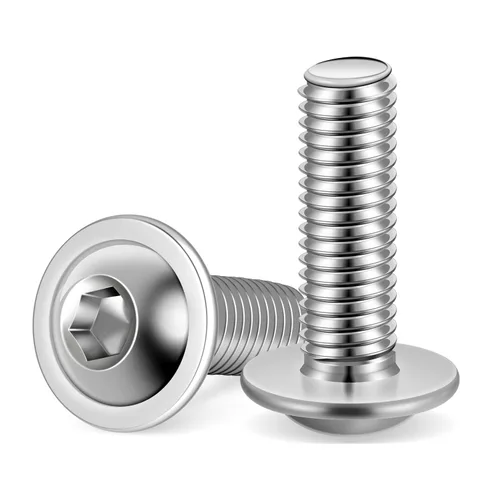 Vista 5 de M3-0.5 x 8 mm Tornillos de cabeza de botón con brida, tornillos de cabeza de zócalo, acero inoxidable 18-8 (304), acabado brillante, rosca completa