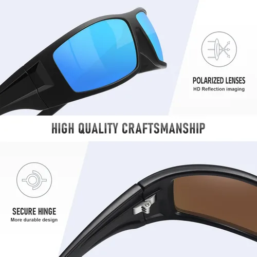 Vista 4 de Gafas de sol deportivas polarizadas para hombres y mujeres con marco irrompible para ciclismo, pesca, lentes envolventes, protección UV400